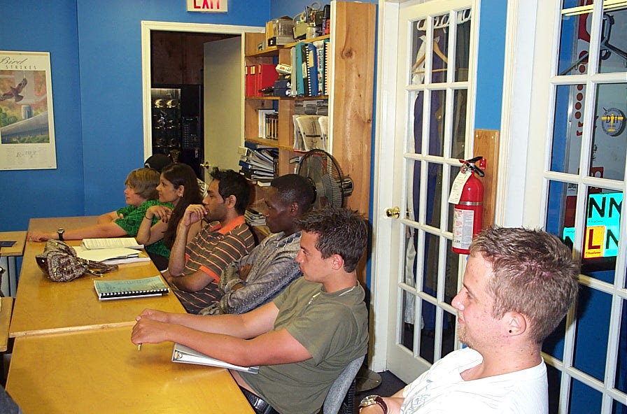 The back row of Langley Flying School's Private Pilot Groundschool, June, 2009.